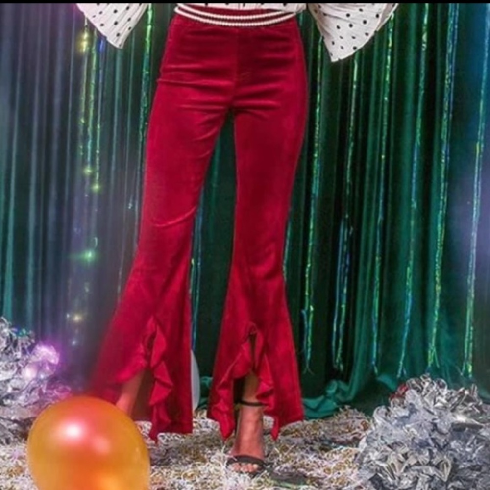2/$20 NWOT Red Corduroy Ruffle Bells